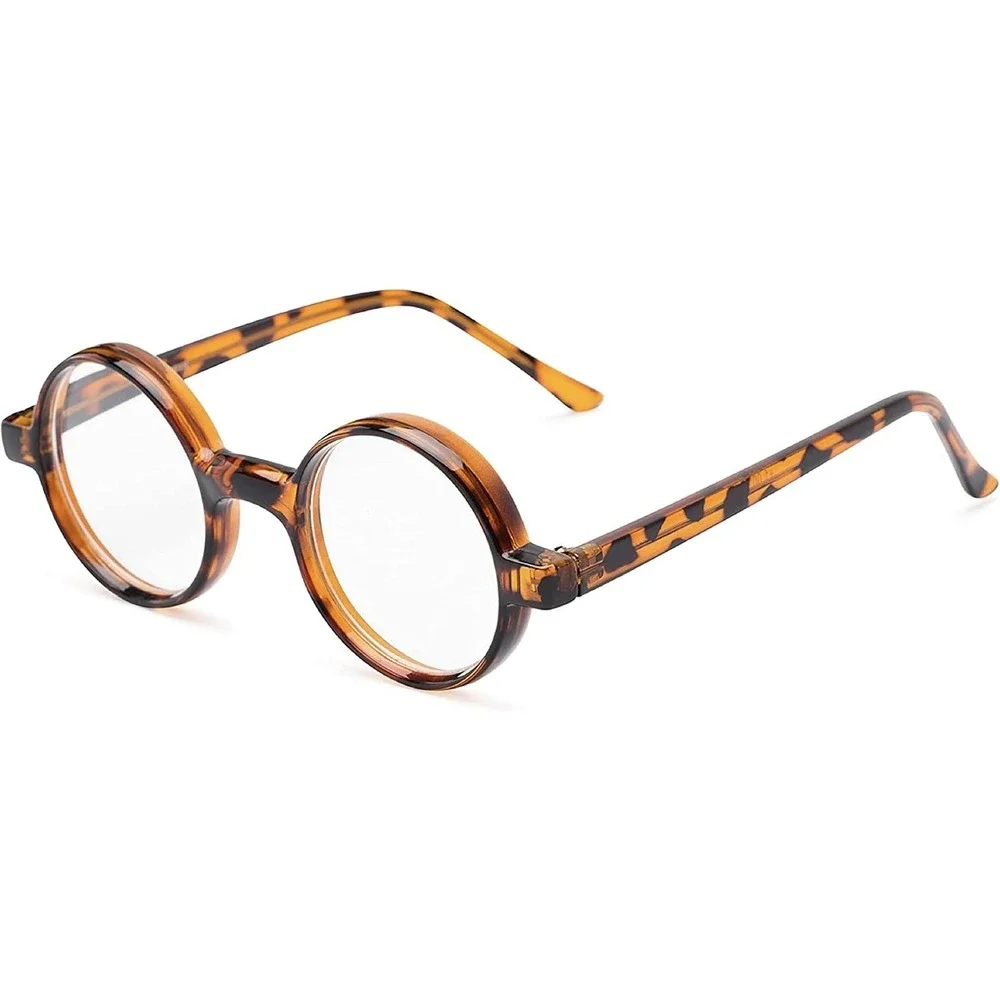 Round Tortoise Shell Glasses Frame Vintage Style Circular Eyeglasses Brown